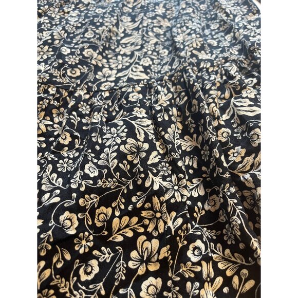 J. Crew S Black & cream Floral Shirt Dress tossed bouquet print pockets - Picture 8 of 13